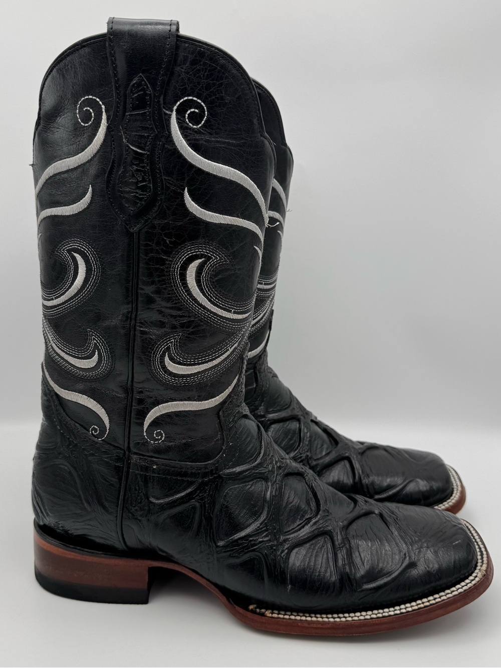 Alfa Men's Black Western Cowboy Boots Size 26.5 EE US 8.5 Made in Mexico